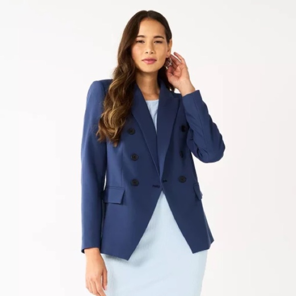 Nine West Double Breasted Navy Blazer